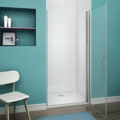 Aica 80x187cm Porte Pivotante Porte De Douche Paroi De Douche En Niche Verre Anticalcaire