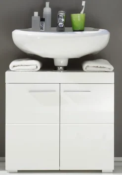 AMANDA - Ensemble salle de bain 2 pièces. mélaminé Blanc Brillant L - H - P : 60 - 190 - 34 cm