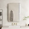 Armoire à miroir rectangulaire avec cadre métal, armoire murale à étagères réglables, pour salle de bain ou chambre, blanc