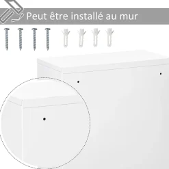 Armoire à pharmacie 2 étagères 3 niveaux verrouillable dim. 40L x 18l x 60H cm 2 clés métal blanc