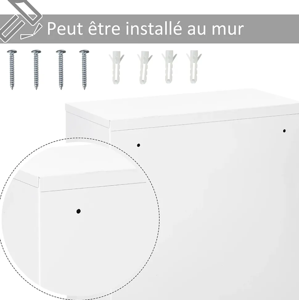 Armoire à pharmacie 2 étagères 3 niveaux verrouillable dim. 40L x 18l x 60H cm 2 clés métal blanc