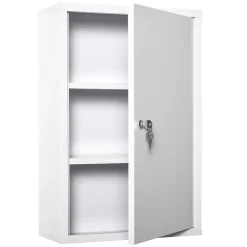 Armoire à pharmacie 2 étagères 3 niveaux verrouillable dim. 40L x 18l x 60H cm 2 clés métal blanc