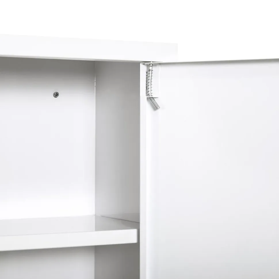 Armoire à pharmacie 2 étagères 3 niveaux verrouillable dim. 40L x 18l x 60H cm 2 clés métal blanc