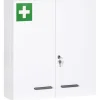 Armoire à pharmacie murale verrouillable 2 portes 6 étagères 6 compartiments dim. 55 x 18 x 60 cm acier blanc