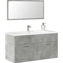 Armoire de bain avec miroir gris béton bois d'ingénierie vidaXL