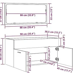 Armoire de bain avec miroir gris béton bois d'ingénierie vidaXL