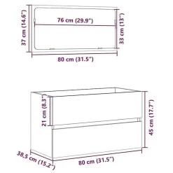 Armoire de bain avec miroir gris béton bois d'ingénierie vidaXL