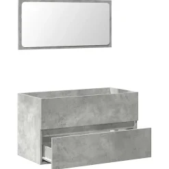 Armoire de bain avec miroir gris béton bois d'ingénierie vidaXL