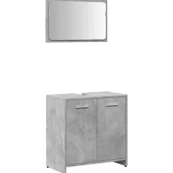 Armoire de bain avec miroir gris béton bois d'ingénierie vidaXL