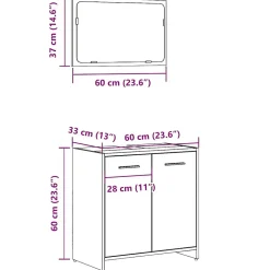 Armoire de bain avec miroir gris béton bois d'ingénierie vidaXL