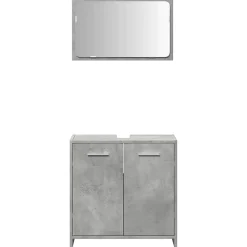 Armoire de bain avec miroir gris béton bois d'ingénierie vidaXL