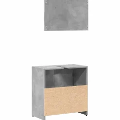 Armoire de bain avec miroir gris béton bois d'ingénierie vidaXL