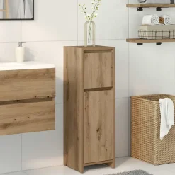 Armoire de bain chêne artisanal 30x30x95 cm bois d'ingénierie vidaXL