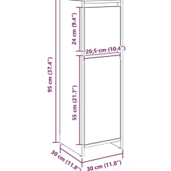 Armoire de bain chêne artisanal 30x30x95 cm bois d'ingénierie vidaXL