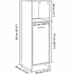Armoire de bain chêne artisanal 30x30x95 cm bois d'ingénierie vidaXL