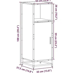 Armoire de bain chêne fumé 35x37,5x100cm bois d'ingénierie vidaXL