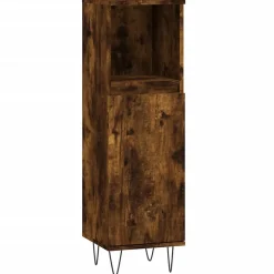 Armoire de bain chêne fumé 30x30x100 cm bois d'ingénierie vidaXL