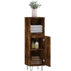 Armoire de bain chêne fumé 30x30x100 cm bois d'ingénierie vidaXL