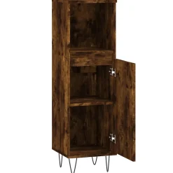 Armoire de bain chêne fumé 30x30x100 cm bois d'ingénierie vidaXL