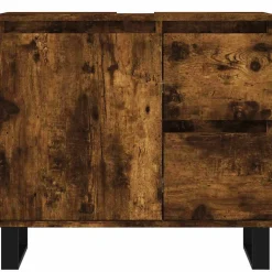 Armoire de bain chêne fumé 65x33x60 cm bois d'ingénierie vidaXL
