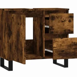 Armoire de bain chêne fumé 65x33x60 cm bois d'ingénierie vidaXL