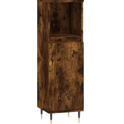 Armoire de bain chêne fumé 30x30x100 cm bois d'ingénierie vidaXL