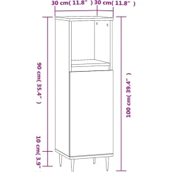 Armoire de bain chêne fumé 30x30x100 cm bois d'ingénierie vidaXL
