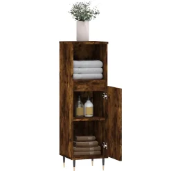 Armoire de bain chêne fumé 30x30x100 cm bois d'ingénierie vidaXL