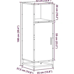 Armoire de bain chêne marron 35x37,5x100 cm bois d'ingénierie vidaXL