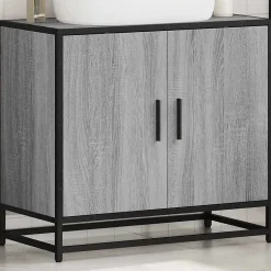 Armoire de lavabo de salle de bain sonoma gris 65x33x60 cm vidaXL