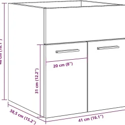 Armoire de lavabo de salle de bain gris béton 41x38,5x46 cm vidaXL