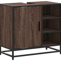 Armoire de lavabo de salle de bain chêne marron 65x33x60 cm vidaXL