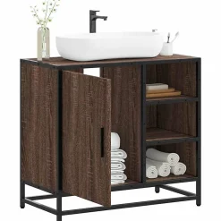 Armoire de lavabo de salle de bain chêne marron 65x33x60 cm vidaXL