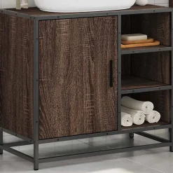 Armoire de lavabo de salle de bain chêne marron 65x33x60 cm vidaXL