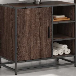 Armoire de lavabo de salle de bain chêne marron 65x33x60 cm vidaXL