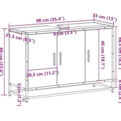 Armoire de lavabo de salle de bain sonoma gris 90x33x60 cm vidaXL