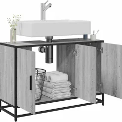 Armoire de lavabo de salle de bain sonoma gris 90x33x60 cm vidaXL