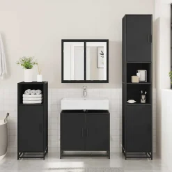 Armoire de lavabo de salle de bain noir 65x33x60 cm vidaXL