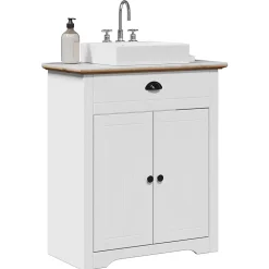 Armoire de lavabo de salle de bain BODO blanc marron 70x35x80cm vidaXL