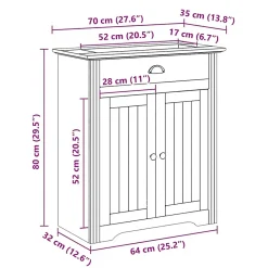 Armoire de lavabo de salle de bain BODO blanc marron 70x35x80cm vidaXL