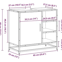 Armoire de lavabo de salle de bain sonoma gris 65x33x60 cm vidaXL