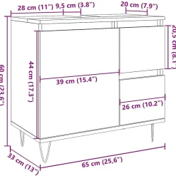 Armoire de lavabo de salle de bain gris béton 65x33x60 cm vidaXL