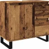 Armoire de lavabo de salle de bain vieux bois 65x33x60 cm vidaXL