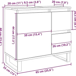 Armoire de lavabo de salle de bain vieux bois 65x33x60 cm vidaXL