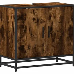 Armoire de lavabo de salle de bain chêne fumé 65x33x60 cm vidaXL