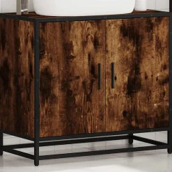 Armoire de lavabo de salle de bain chêne fumé 65x33x60 cm vidaXL