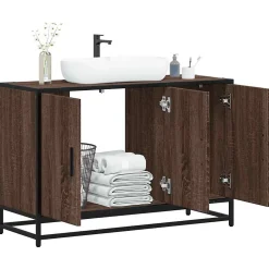 Armoire de lavabo de salle de bain chêne marron 90x33x60 cm vidaXL