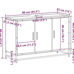Armoire de lavabo de salle de bain chêne marron 90x33x60 cm vidaXL