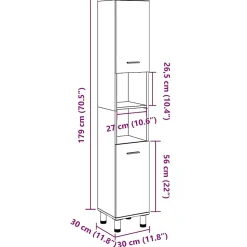 Armoire de salle de bain vieux bois 30x30x179cm bois ingénierie vidaXL