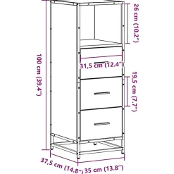 Armoire de salle de bain noir 35x37,5x100 cm bois d'ingénierie vidaXL